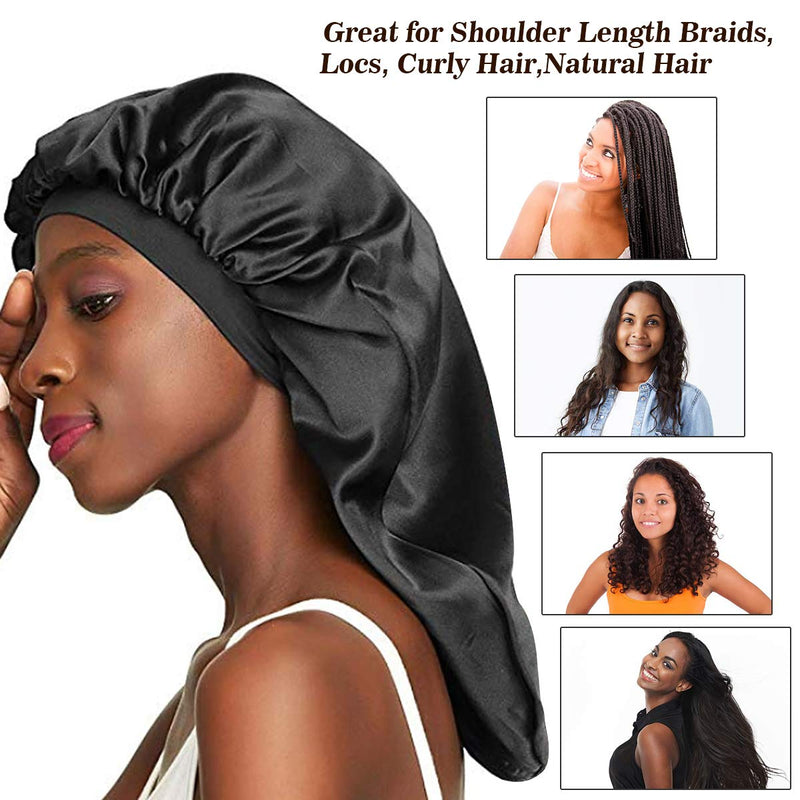 Long Hair Bonnet | Long Silk Bonnet | Long Bonnets | Ebony Rose